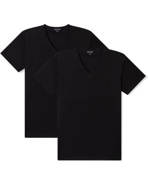 SAINT PERRY V-Neck T-Shirt Two Pack - Black