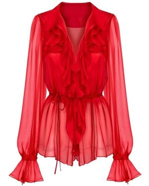 Elsava Veil Blouse - Red