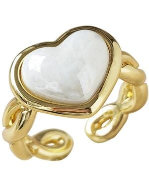 POPORCELAIN Porcelain Pearly Heart Braided Ring - Metallic