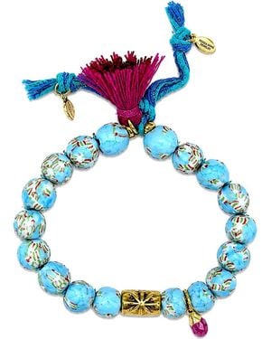 Persia Dona Jewelry Hand Painted X Tassel Bracelet - Blue