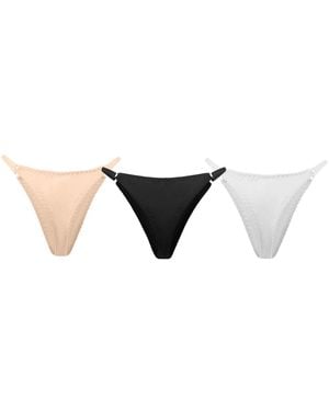 Daily Underwear Neutrals Set Microfiber Adjustable String Knickers - Multicolour