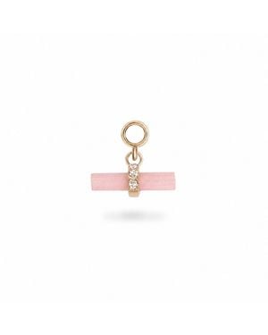 Zohreh Guava Quartz T-Bar Earring Charm 9K - Pink