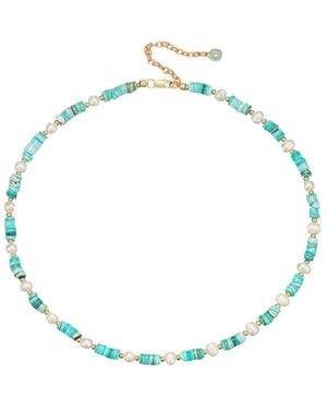 Angel Barocco Freshwater Pearl Shell Beaded Choker Necklace - Blue