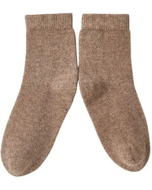 Soft Strokes Silk Cashmere Quarter-Length Socks Set Of Two - Brown