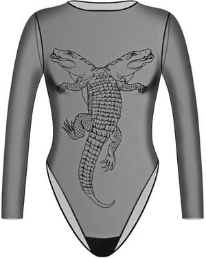 Zhilyova Alligator Long Sleeve Bodysuit - Grey