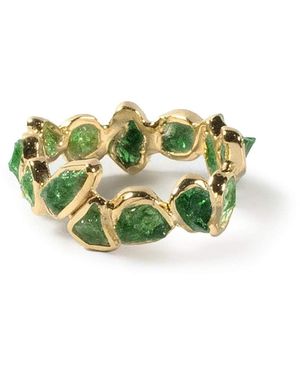 German Kabirski Elma Signature Design Plated Ring With Natural Rough Tsavorite - Green