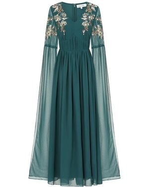 Frock and Frill Verity Embellished Cape Sleeve Maxi Dress - Green