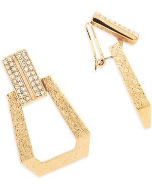 Grosse Crystal Drop Clip On Earrings, Series Art Deco Tribe - Metallic