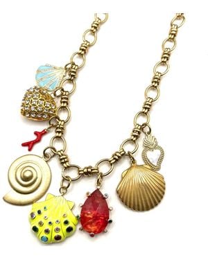 Achala Handcrafted Mediterranean Treasure Charm Necklace - Metallic