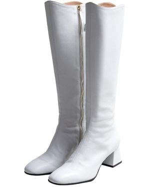 Luna Selene Twiggy Leather Go Go Boot With Block Heel - Gray
