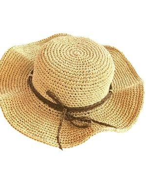 Springmoonatelier Neutrals Handmade Cream Raffia Summer Hat – Chic And Adjustable - Metallic