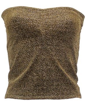 Lalipop Design Metallic Knit Tube Top - Green