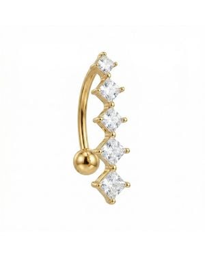 Zahav Jewelry 14K Solid 14G Cascading Square Cz Belly Ring - Metallic