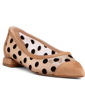 Beautiisoles by Robyn Shreiber Made in Italy Blake Suede Ballerina Polka Dots & Mesh Comfortable Work & Evening Sexy Flat - Brown