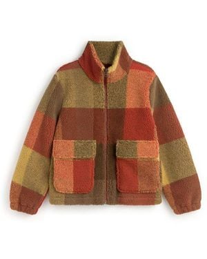 Thinking Mu Checkered Fleece Sophie Jacket - Brown