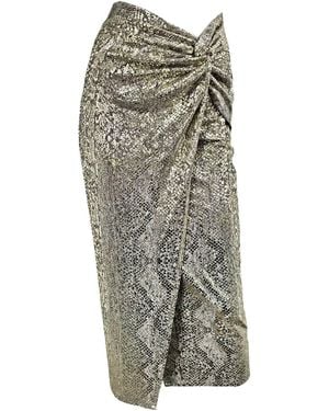 Me & Thee Powder Puff Metallic Snakeskin Skirt - Grey