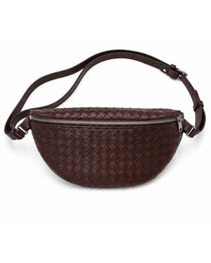 Mauritius Woven Leather Crossbody Bag Parker - Brown