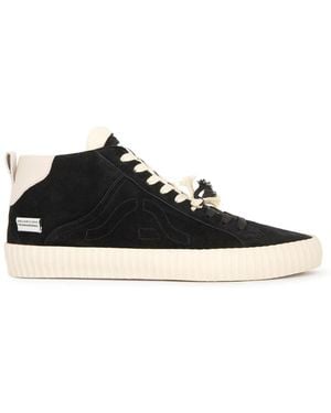 Springa | Unique Vulcanized Sneakers Italian Handmade Wavy Suede High Top - Black