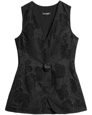 Nocturne Textured Tailored Vest - Black