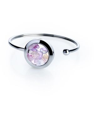 My Little Nature Handmade Fluorite Crystal Cuff Bracelet – Stainless Steel Jewellery For Focus & Mental Clarity - Blue