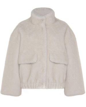 ISSY LONDON Neutrals Meg Jacket Luxury Vegan Faux Fur Bomber Ivory - Natural