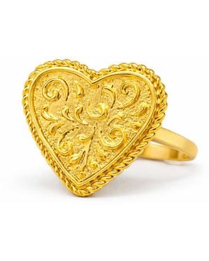 Vintouch Italy Heartwork Vermeil Ring - Yellow