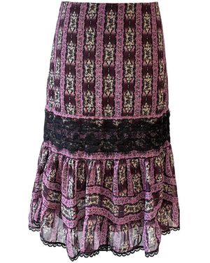 Anna Sui Cameo Stripe Print Midi Skirt - Purple