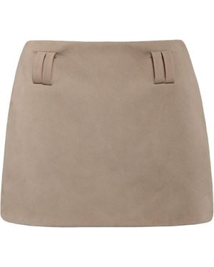 Vestiaire d'un Oiseau Libre Neutrals Suede Mini Skirt - Natural
