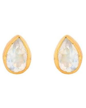 Opium Jewels Tiny Teardrop Studs - Metallic