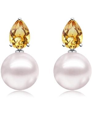 Kai Fine Jewelry Sterling Natural Citrine & Freshwater Pearl Venus Tears Convertible Earrings - Metallic
