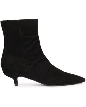 Saint G. Suede Kitten Heel Ankle Booties - Black