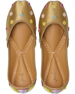 Pode Aura Handmade Floral Summer Flats - Brown