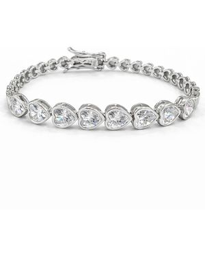 Pearl Code Celine Big Heart Tennis Bracelet With Cubic Zirconia - Metallic