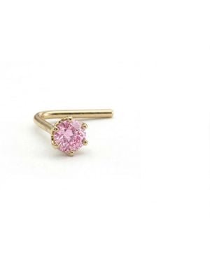 Zahav Jewelry 14K Solid 24G 2Mm Cz L Shape Nose Stud - Black