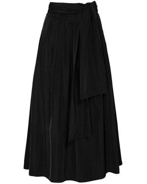 The Extreme Collection Midi Skirt Taffeta With Waist Tie - Black