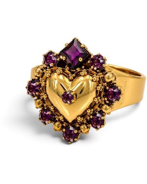 Vstyle Viola Sacred Heart Ring – Swarovski Crystals - Metallic