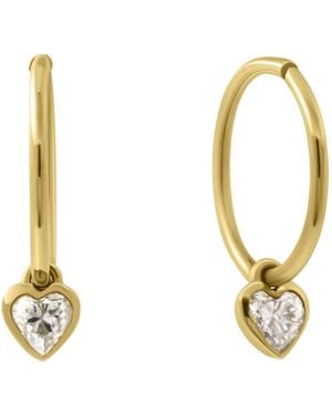 Lee Renee Diamond Heart Clicker Hoop Earrings - Metallic