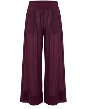 Serotone Swim Swim Cover Up Mesh Palazzo Pant - Red