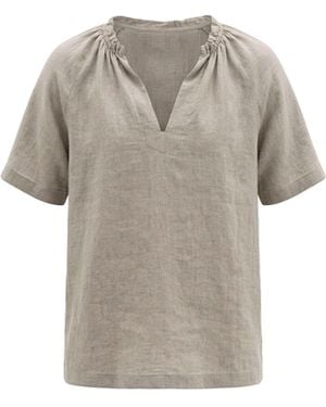 James Lakeland Neutrals Taupe Pure Linen Blouse - Multicolour