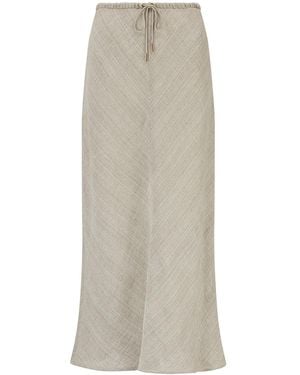 The Summer Edit Neutrals Phoebe Luxe Linen Drawstring Skirt - Natural