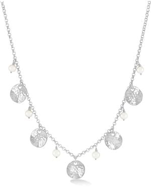 Dower & Hall Luna Pearl & Disc Collar Necklace - Metallic