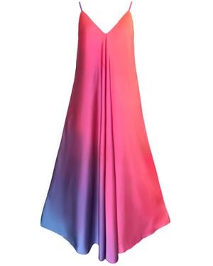 Janara Jones Boston Print Mariella Satin Maxi Dress - Pink