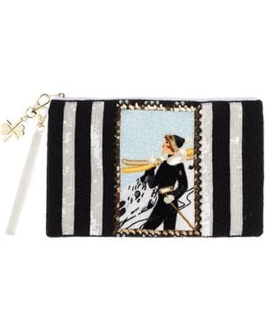 Laines London Glam Ski Hand Beaded Pouch - Black