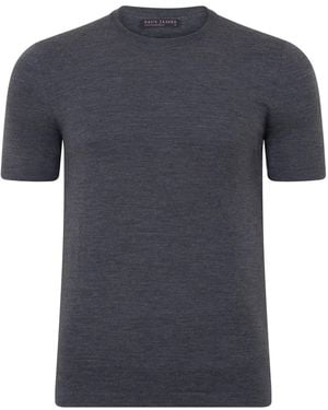 Paul James Knitwear Superfine Merino Wool Ilario Knitted T-Shirt - Blue