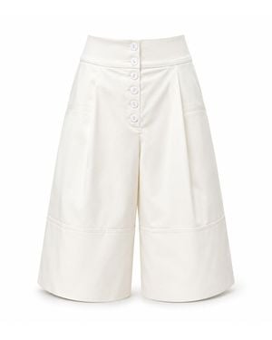 Julia Allert Button Front Wide Leg Bermuda Shorts – Ivory - White