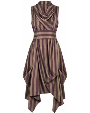 Atom Label Wrap Ruched Dress - Brown