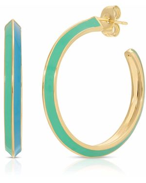 Glamrocks Jewelry Tequila Sunrise Enamel Hoop Earrings- Sky - Green