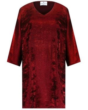 DHARA SHETH DUBAI Shadow Of Sequin Shimmer Short Halloween Kaftan Party Dress - Red