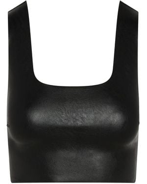 Commando Faux Leather Squareneck Crop Top, Flt100 - Black