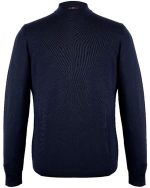 DAVID WEJ Dennis Merino Wool Mock Turtle Neck Jumper - Blue